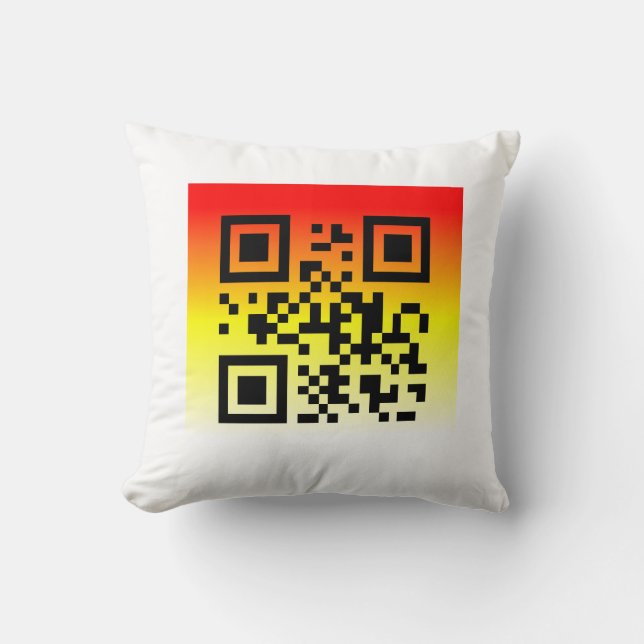 QR Code® Sprichwort: SIE WERDEN EINGELADEN Kissen (Vorderseite)