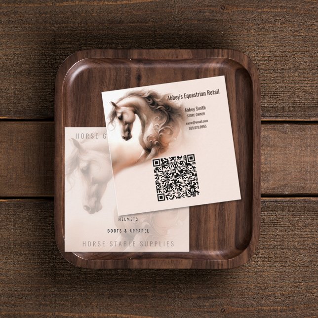 QR Code Square Business Card Quadratische Visitenkarte (Horse QR Code Square Business Card (front and back))