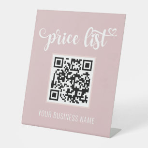 QR Code Stand Up Scan Me Sign für Salon Preisliste Sockelschild