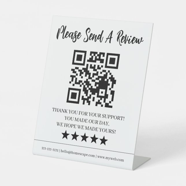 QR-Code-Ständer für Kundenbewertungen  Sockelschild (Vorderseite)