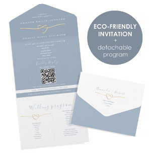 QR-Code Staubblau Hochzeit All In One Einladung
