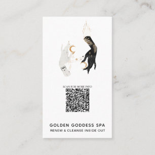 *~* QR Code Sterne Mond Mystic Hands Gold Wellness Visitenkarte