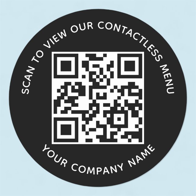 QR-Code-Sticker im Schwarzen Menü rund um ein benu Runder Aufkleber (MISOOK Round QR Code Stickers for Menu)