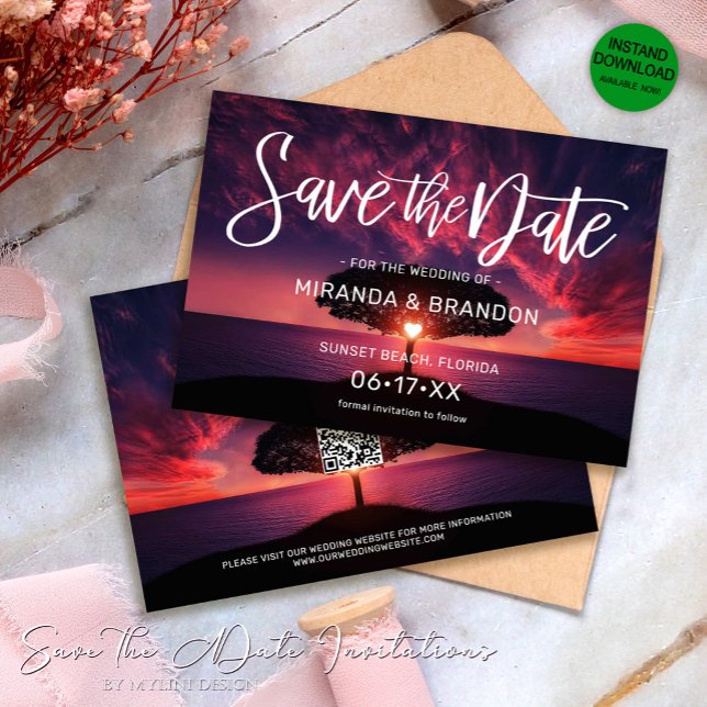 QR-Code - Summer Beach Save the Date Card Einladung (Von Creator hochgeladen)