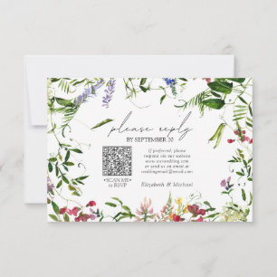 QR Code Summer Wildblume Watercolor Wedding RSVP