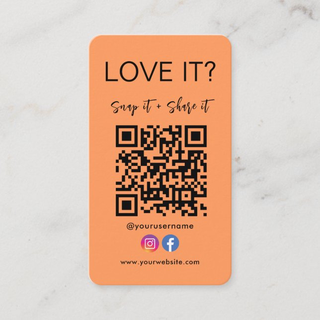Qr-Code-Symbol für Facebook-Instagramme speichern  Visitenkarte (Vorderseite)