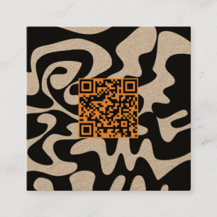 QR-Code Tan Orange Brown Retro Groovy Kraft Quadratische Visitenkarte