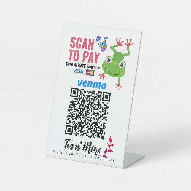 QR-Code-Tee-Toad-Business-Logo hinzufügen Sockelschild (Vorderseite)