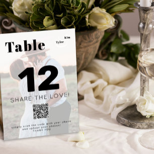 QR CODE teilen sich die Liebe moderne Foto Hochzei Tischnummer