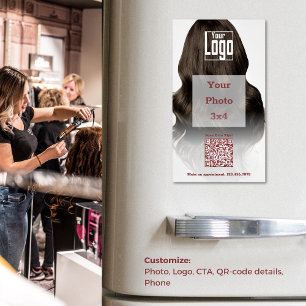 QR-Code-Telefonwerbung für Haarstylle Magnetische Visitenkarte