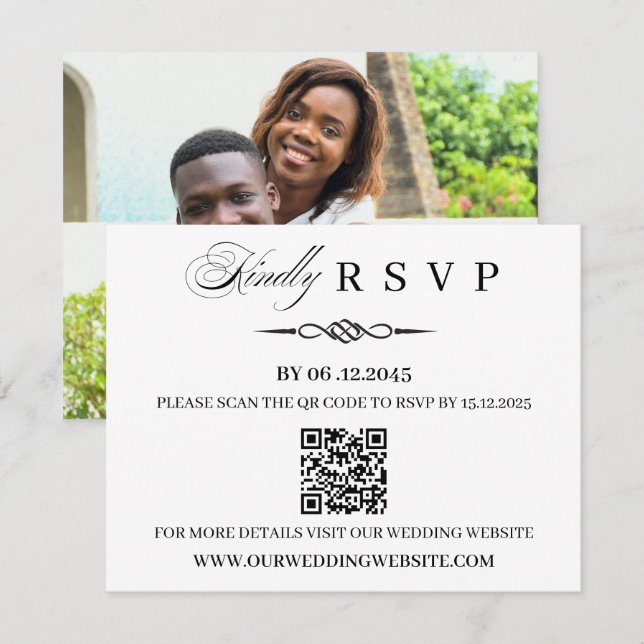  QR Code Template Celtic Knot Wedding RSVP Card Karte (Vorne/Hinten)