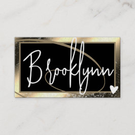 QR Code Template Stilvolles Golden Frame Herz Visitenkarte