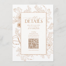 QR Code Terracotta Floral Wedding Details Begleitkarte