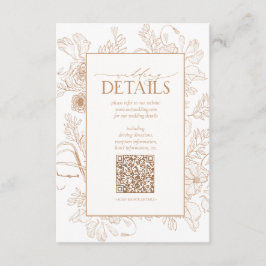 QR Code Terracotta Floral Wedding Details Begleitkarte