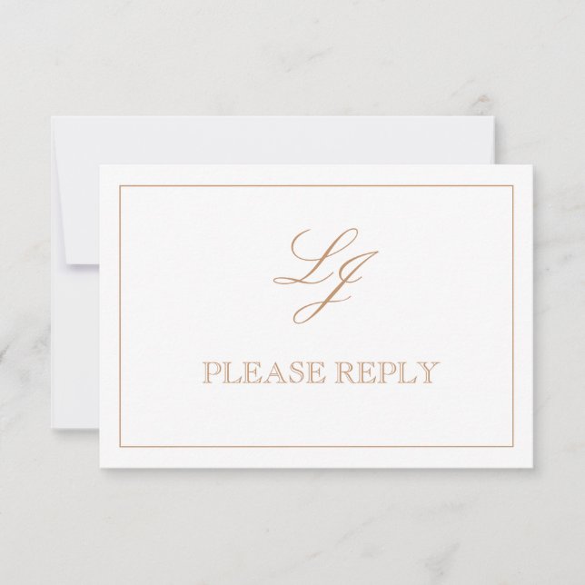 QR Code Terracotta Script Monogram Wedding RSVP Karte (Vorderseite)
