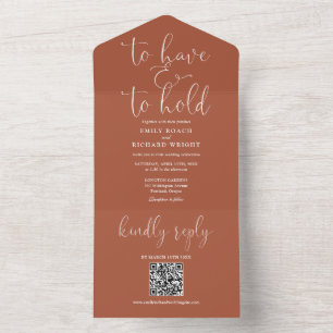 QR Code Terracotta Wedding haben und halten All In One Einladung