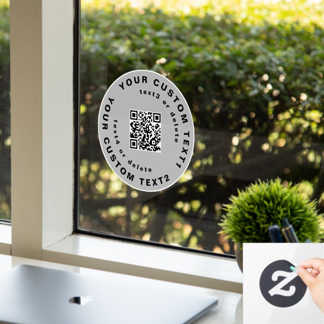 QR-Code & Text auf Circle Simple Business Company  Fensteraufkleber (Büro)