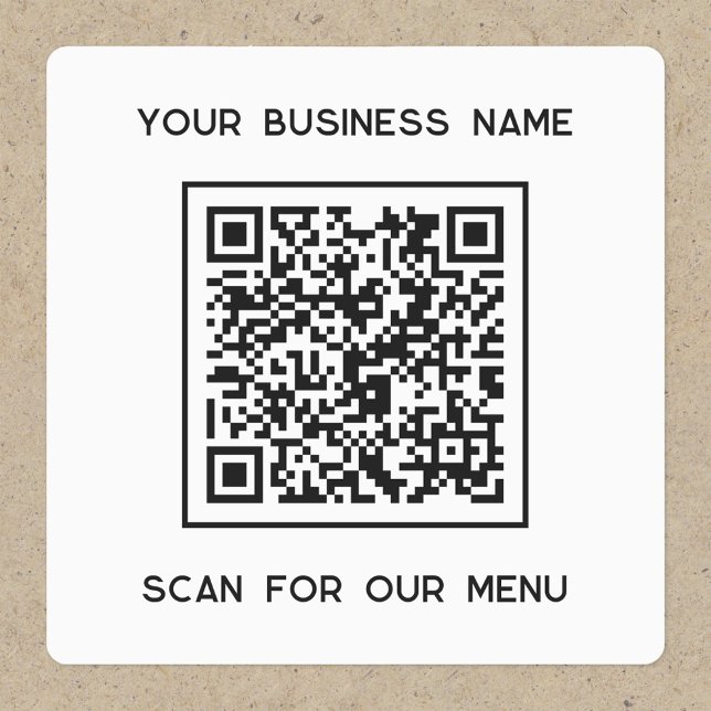 QR Code Text Business Scan für Menü Etiketten (Small business menu QR code and text sticker)