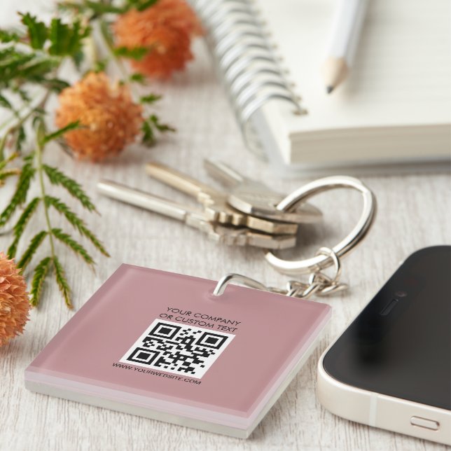 QR-Code-Text Modern Minimalistisch Schlüsselanhänger (Vorderseite rechts)