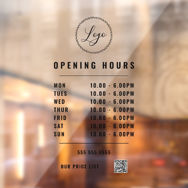 QR-Code transparent für Schwarze Öffnungszeiten Fensteraufkleber (Blatt 2)