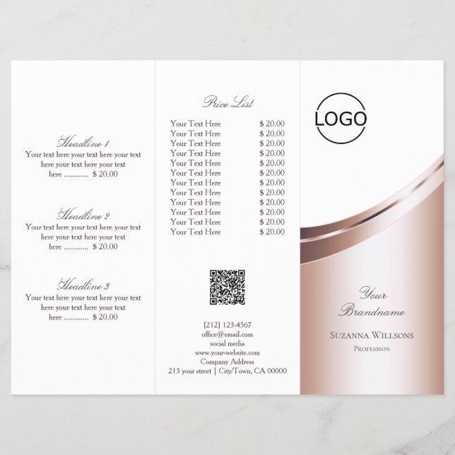 QR Code Tri Falten mit dem Logo "White Rose Gold" Flyer (Vorne)