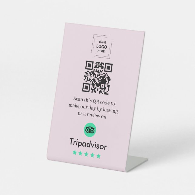 QR-Code Tripadvisor-Bewertungslink Tischplatte Sockelschild (Vorderseite)