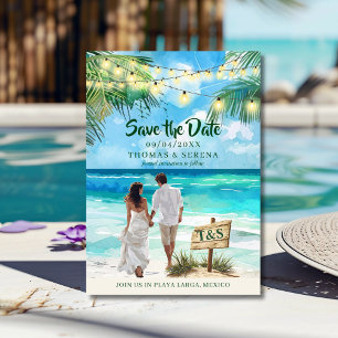 QR Code Tropical Beach Save the Date Zielort Einladung