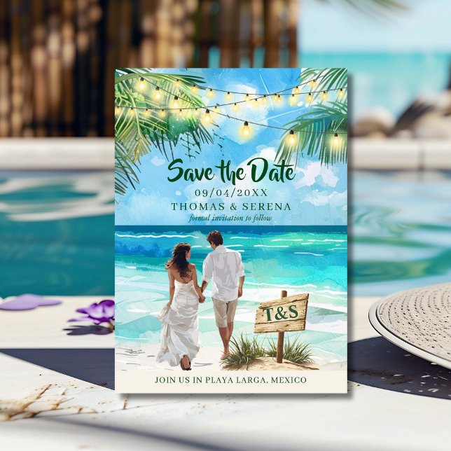 QR Code Tropical Beach Save the Date Zielort Einladung (Von Creator hochgeladen)