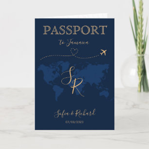 QR Code Tropical Beach Wedding Passport Weltkarte Einladung
