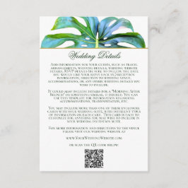 QR Code Tropical Leaf Beach Wedding Details Begleitkarte