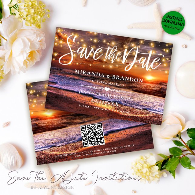QR-Code - Tropical Sunset Beach Save the Date Card Einladung (Von Creator hochgeladen)