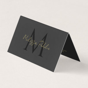 QR Code Typografie Gold Text Script schwarz gefalt Visitenkarten