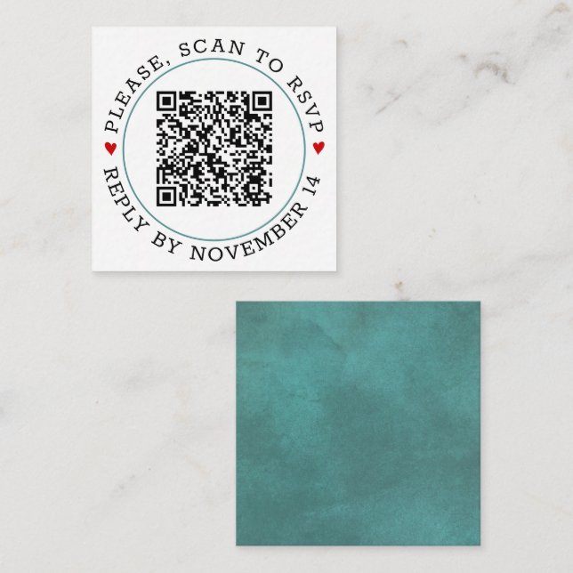 QR-Code UAWG aquamarine blaue Grenze und Herz Hoch Begleitkarte (Vorne/Hinten)