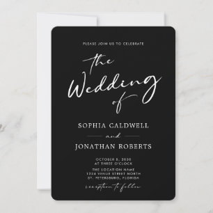 QR Code UAWG Calligraphy Black and White Wedding I Einladung