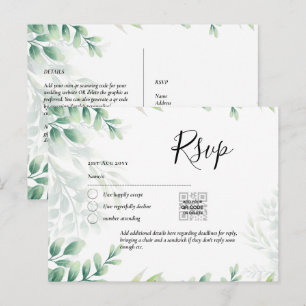 QR CODE UAWG Eucalyptus Verlasse Greenery Wedding Postkarte