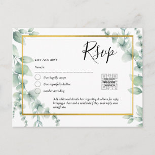 QR CODE UAWG Eucalyptus Verlasse Greenery Wedding Postkarte
