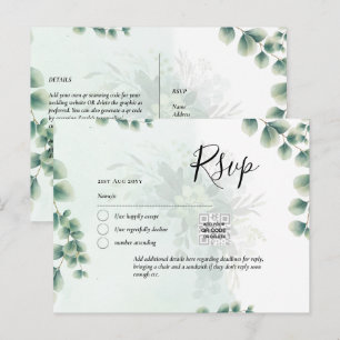 QR CODE UAWG Eucalyptus Verlasse Greenery Wedding  Postkarte