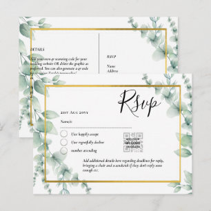 QR CODE UAWG Eucalyptus Verlasse Greenery Wedding  Postkarte