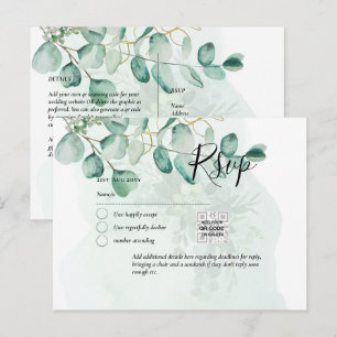 QR CODE UAWG Eucalyptus Verlasse Greenery Wedding Postkarte