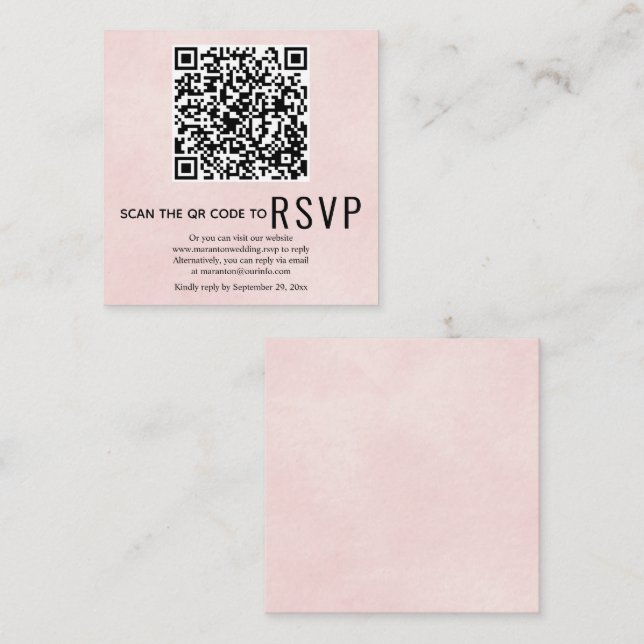 QR-Code UAWG fleckte weiche rosa Hochzeit Begleitkarte (Vorne/Hinten)