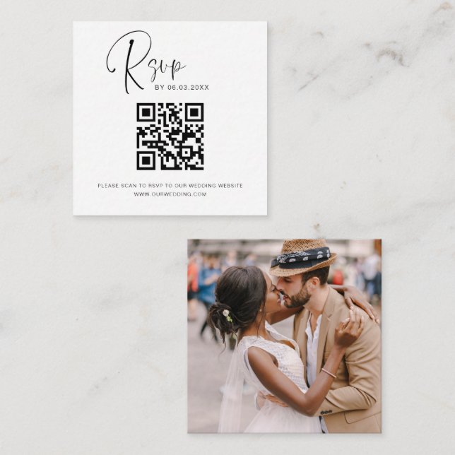 QR Code UAWG Foto Wedding Website Elegant Begleitkarte (Vorne/Hinten)