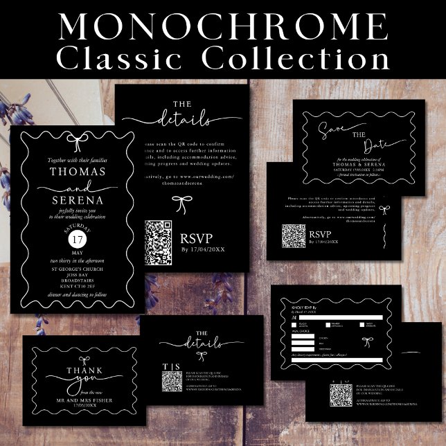 QR-Code-UAWG für die schwarz-weiß-einfarbige Wavy  Mitteilungskarte (Von Creator hochgeladen)