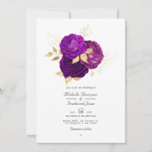 QR-Code-UAwg für Hochzeiten mit lila und Goldflora
