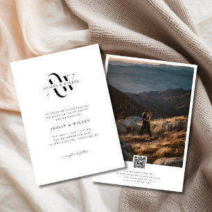 QR Code UAWG Monogram Rustic Sunset Foto Wedding Einladung