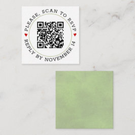 QR-Code UAWG sage grüne Grenze und Herzen Hochzeit Begleitkarte