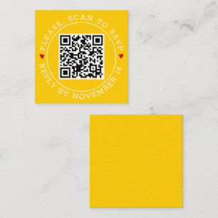 QR-Code UAWG und Herz gelbe Hochzeit Begleitkarte