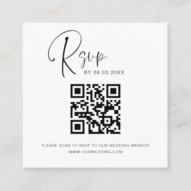 QR Code UAWG Wedding Website Elegant Begleitkarte (Vorderseite)