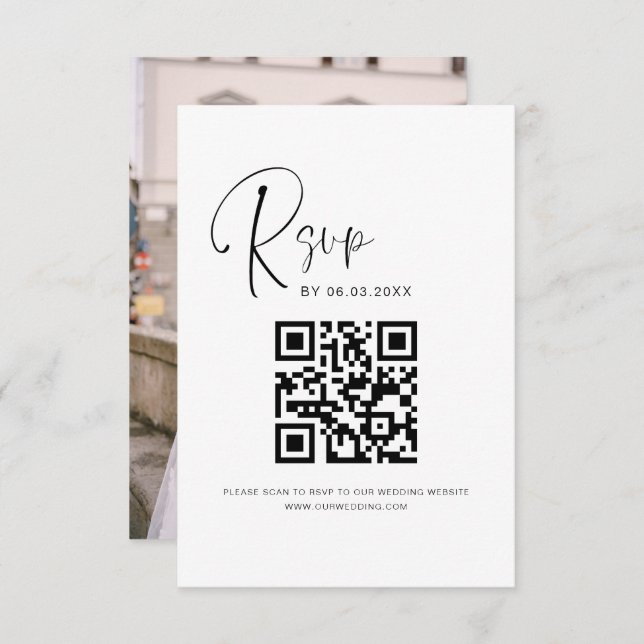 QR Code UAWG Wedding Website Elegant RSVP Karte (Vorne/Hinten)