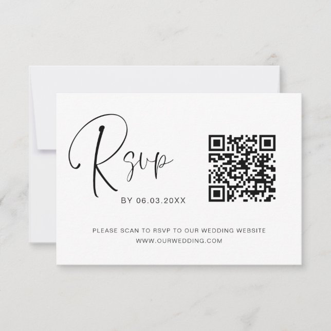 QR Code UAWG Wedding Website Elegant RSVP Karte (Vorderseite)