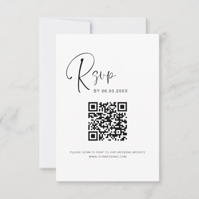 QR Code UAWG Wedding Website Elegant RSVP Karte (Vorderseite)
